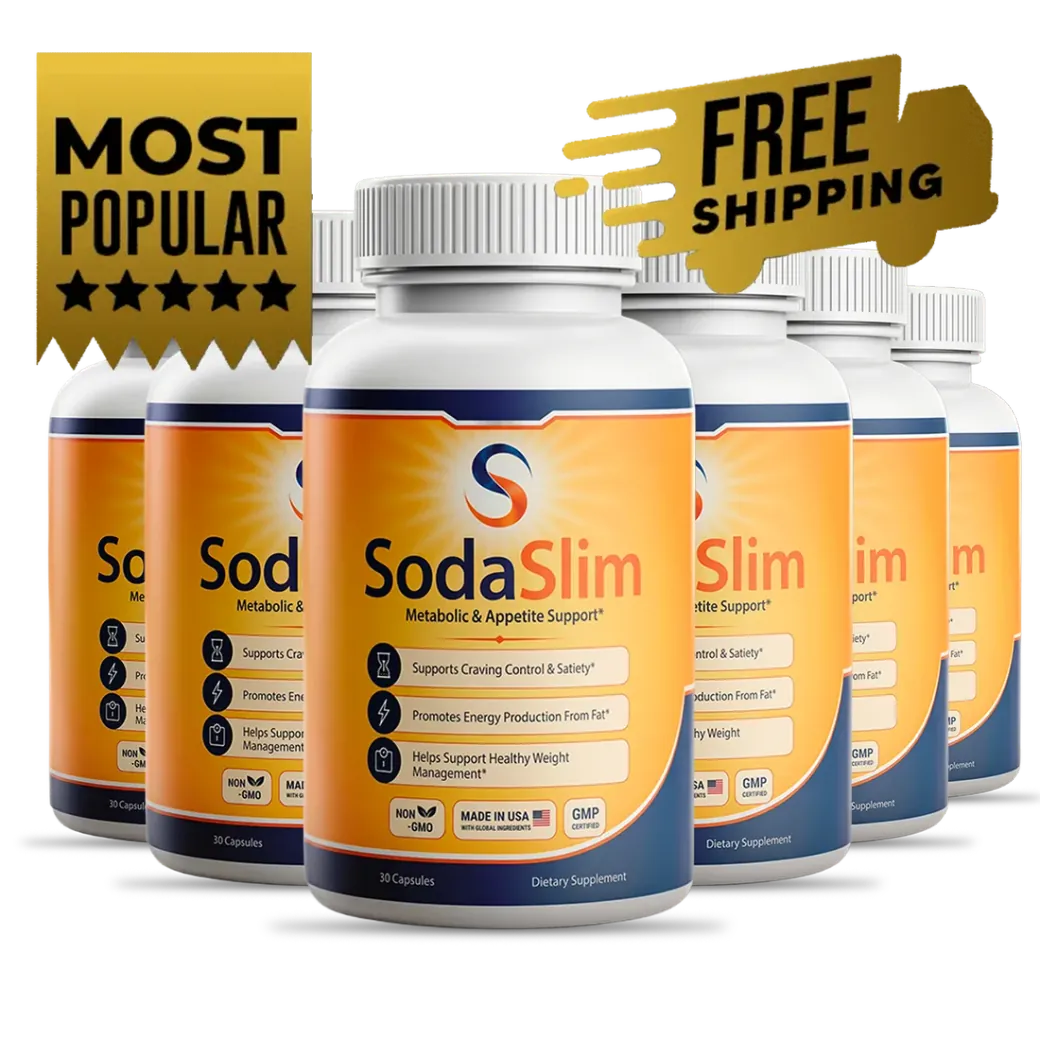 SodaSlim six-bottle package — Metabolic and Appetite Support dietary supplement, 30 capsules per bottle